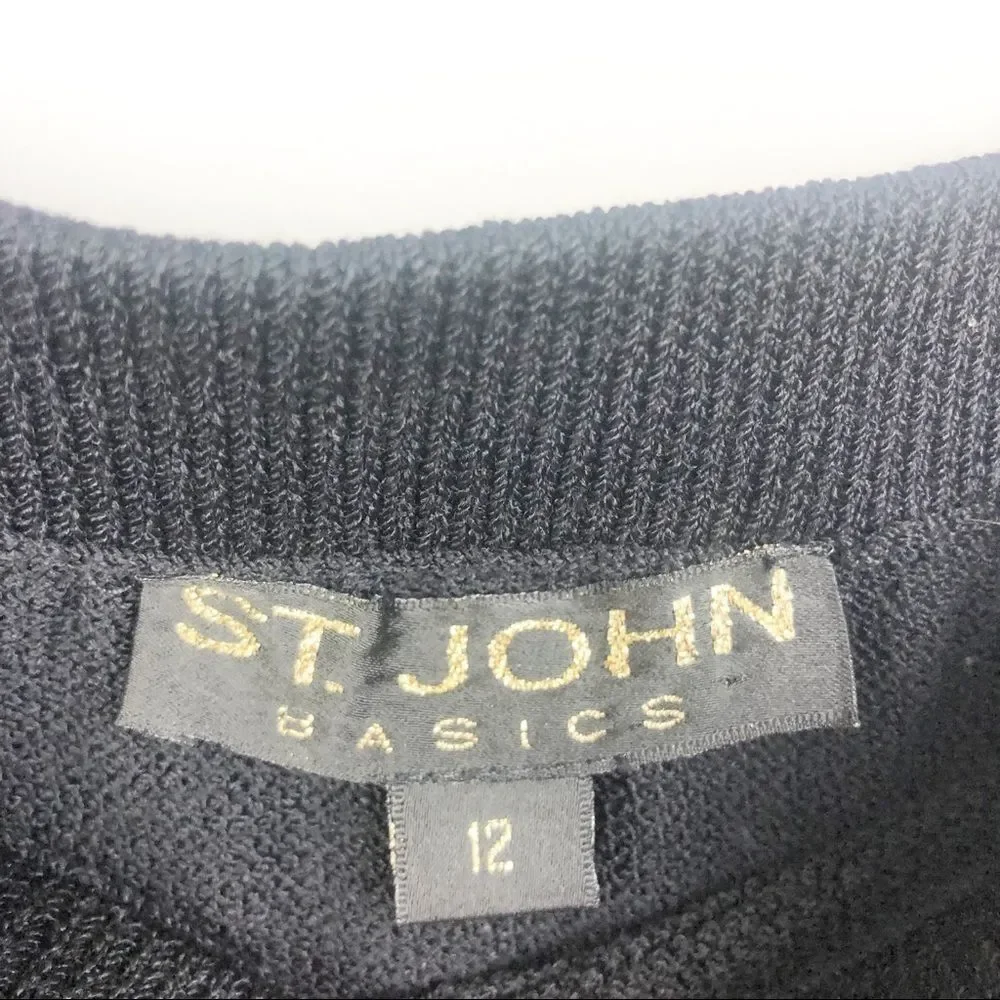 ST. JOHN | Black Knit Skirt Stretch Pull On Sz 12